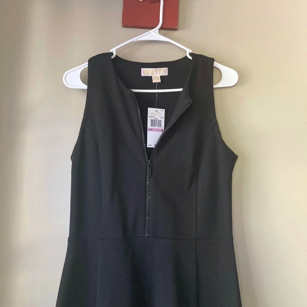 Michael Michael Kors Black Zip Up Black Dress 6 NWT - Picture 4 of 8